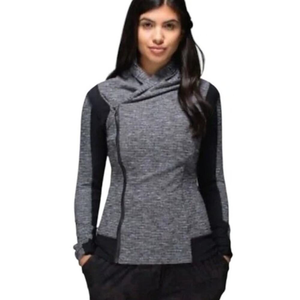 lululemon athletica Heather Gray and Black Asymmetrical Zip Jacket
